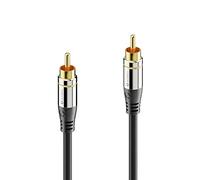sonero® Premium 5,00m de Cable Cinch, 1x Enchufe Cinch a 1x Enchufe Cinch, Apto para Amplificador, subwoofer, Beamer, Receptor AV, Negro