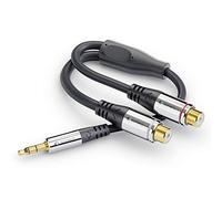 Sonero® Premium Adaptador de Audio, 0.20m, Conector Jack de 3,5mm a 2 Tomas Cinch, Negro