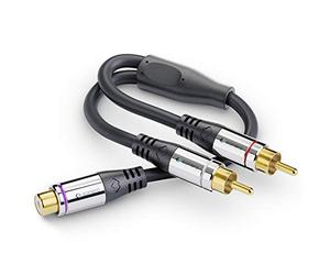 Sonero® Premium Adaptador de Audio subwoofer, 0.20m, 2X RCA Macho a RCA Hembra, Negro