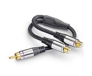 Sonero® Premium Adaptador de Audio subwoofer, 0.20m, RCA Macho a 2X RCA Hembra, Negro