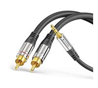 sonero® Premium Cable Adaptador de Audio, 1,50 m, Conector de 3,5 mm a 2X Conector Cinch, contactos chapados en Oro, Negro