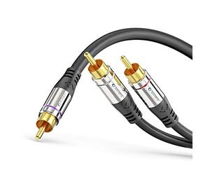 sonero® Premium cable cinch de 10,0 m, 1x cinch a 2x cinch, cable en Y de audio, subwoofer, sistema de alta fidelidad, amplificador, negro