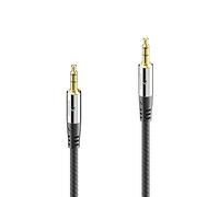 Sonero® premium cable de audio con funda de nailon, conector de 3,5 mm, 1,50 m, contactos chapados en oro, negro