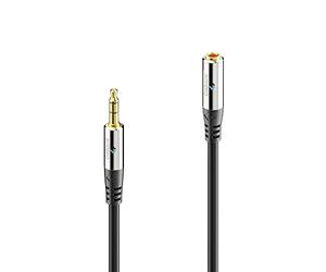 Sonero® premium extensión de cable de audio jack de 3,5 mm, 1,00 m, contactos chapados en oro, negro