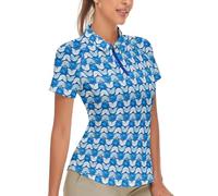 Soneven Polo Golf Mujer Manga Corta Originales Camisetas Mujer Deporte Camisetas Basicas Tennis Top Geometría Azul M