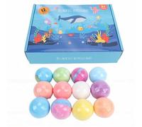 Sonew 12 Bolas de Sal de Baño con Juguetes, Colores Vibrantes, Espuma Suave, Respetuosa con la Piel, Temática Oceánica, para Niños, Juego Sensorial a la Hora del Baño