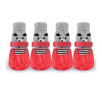 Sonew 4PCS -Calcetines Antideslizantes para Mascotas - Zapatos Deportivos Al Aire Libre para Perros Pequeños, Protege Las Patas de la Lluvia y la Nieve (Rojo_S)
