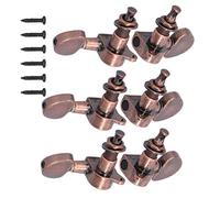 Sonew Afinadores de Bloqueo de Guitarra, Perillas de Cabeza, Clavijas de Afinación, Juego de 3 Accesorios de Metal Izquierdo y 3 Derecho (Color Cobre)