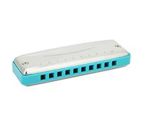 Sonew Armónica de Blues, órgano Bucal de 10 Orificios, Llave #F, Cubierta Portátil de Acero Inoxidable de Alto Brillo (BLUE)