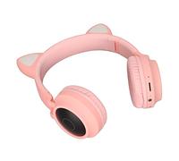 Sonew Auriculares para Juegos con Orejas de Gato con Graves Profundos y Luces LED, Diseño Plegable, Orejeras Cómodas, Tecnología 5.0: Auriculares Bonitos y Elegantes (Pink)