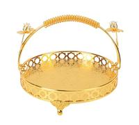 Sonew Bandeja de Frutas de Aleación Grande Retro con Asa para Servir y Exhibir Elegantemente, para Fiestas y Decoración del Hogar (Color Dorado Talla Mediana)
