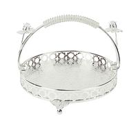 Sonew Bandeja de Frutas de Aleación Grande Retro con Asa para Servir y Exhibir Elegantemente, para Fiestas y Decoración del Hogar (Color Plata Talla Mediana)