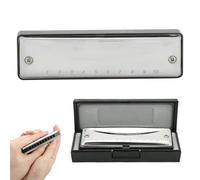 Sonew Blues Harmonica 10-Hole A Key Instrumento de Viento Portátil de Regalo para Principiantes (BLACK)