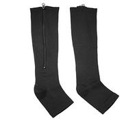 Sonew Calcetines de Compresión Soporte de Rodilla para Pantorrilla Deportiva Calcetín de Pantorrilla con Cremallera Abierta, Ayuda a Combatir la Hinchazón y Fatiga(XXL-Negro)