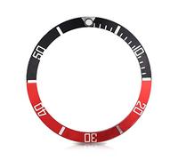 Sonew Cerámica Reloj Bisel Insertar números marcadores Reloj de Pulsera reemplazo del Lazo clásico Anillo Pulsera(Black + Red)