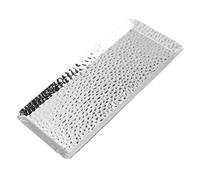 Sonew Elegante Bandeja de Acero Inoxidable Martillado de 25 X 11 Cm para Postres, Servir Toallas y Más - Acabado Dorado Apto para Lavavajillas (Silver)