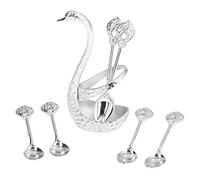 Sonew Elegante Soporte para Cuchara de café en Aleación de Zinc de Primera Calidad con Acabado Brillante y Diseño en Relieve para café, té y Postres - Dorado (SILVER)