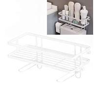 Sonew Estante para Inodoro, Estante de Almacenamiento de Hierro sobre el Inodoro con Clavos, Instalación para Baño, Gran Capacidad, (Blanco de una Sola Capa)