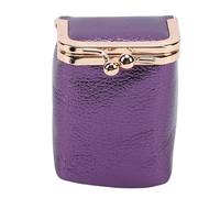 Sonew Estuche de Cuero para Lápiz Labial, Estuche Cosmético con Cerradura de Metal Vintage con Espejo Incorporado, para Mujer, Organizador de Maquillaje de Viaje, Titular de Tarjeta de (Purple)