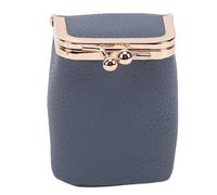 Sonew Estuche de Cuero para Lápiz Labial, Estuche Cosmético con Cerradura de Metal Vintage con Espejo Incorporado, para Mujer, Organizador de Maquillaje de Viaje, Titular de Tarjeta de (Blue)