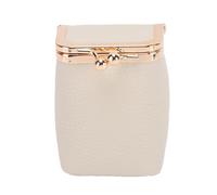 Sonew Estuche Vintage de Piel Sintética para Pintalabios, Bolsa de Cosméticos con Cierre de Cerradura y Espejo para Mujer, Organizador de Maquillaje de Viaje con Capacidad para 4 (White)