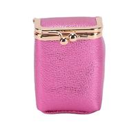 Sonew Estuche Vintage de Piel Sintética para Pintalabios, Bolsa de Cosméticos con Cierre de Cerradura y Espejo para Mujer, Organizador de Maquillaje de Viaje con Capacidad para 4 (Pink)