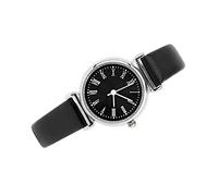 Sonew Exquisito Reloj de Pulsera de Cuero para Mujer con Esfera Redonda en : Accesorio de para Cada Ocasión (cinturón Negro Placa Negra)