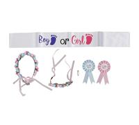 Sonew Faja Decorativa de Revelación de Género, Faja de Revelación de Género para Niño o Niña con Diadema de Flores para Maternidad