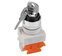 Sonew Interruptor de 2 Posiciones, 1NO 1NC Operado por Llave, con 2 Llaves, para Montaje de 22 Mm, Plástico Retardante de Alta Temperatura, Clasificación 220 V 5 A 10 A, Modelo LAY37