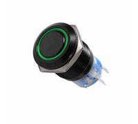 Sonew Interruptor de Botón Autoblocante de 19 Mm con LED Verde para Aplicaciones de 12-24 V (GREEN)