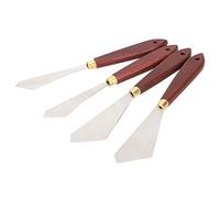 Sonew Juego de 4 Cuchillos de Paleta de Acero Inoxidable, Espátula Duradera para Pintura Al óleo, Fácil de Limpiar y Almacenar, Raspador de Mezcla Acrílico con Mangos de Madera,