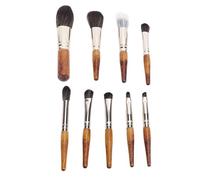 Sonew Juego de Brochas de Maquillaje de 9 Piezas, Juego de Brochas Cosméticas de Viaje Portátil para Contorno Rubor Debajo del Corrector de Ojos (Color madera)