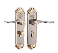Sonew Juego de cerradura con manija de la puerta de aleación de zinc, estilo europeo Manija interior, silenciosa Cerradura de la puerta de seguridad para el hogar Juego de cilindro con llaves