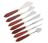 Sonew Juego de Cuchillos de Paleta de Acero Inoxidable, 7 Piezas de Espátulas para Mezclar Pintura Al óleo y Acrílica, de Abedul Duradero, Diferentes Formas para Técnicas de