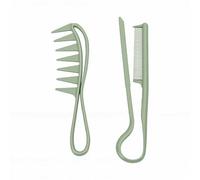 Sonew Juego de Peines para Alisar el Cabello, Peine de Paja de Trigo No Estático con Diseño Arqueado de 2 Piezas para Cabello Liso y Liso