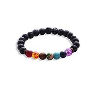 Sonew Pulsera de Lava, Cuenta de Piedra de Lava, Pulseras de Piedras de Lava, brazaletes Beaded Bracelet 7 Chakras Elastic Rope Natural Stone Yoga Beads brazaletes, Brazalete para Hombres Mujeres
