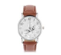 Sonew Reloj de Cuarzo de Las Mujeres Reloj de Pulsera analógico Femenino Redondo Correa de Cuero de la PU Reloj de diseño de Mariposa Simple de la Manera(Coffee)