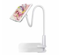 Sonew Soporte para Teléfono y Tableta con Cuello de Cisne de 27 Pulgadas con Abrazadera Tipo Tornillo para Escritorio, Cama, Cocina, Compatible con Dispositivos de 4 a 10,6 Pulgadas (White)