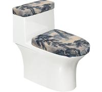 Song Tao - Juego de 2 fundas para tapa de inodoro y tapa de tanque de inodoro, accesorios de decoración de baño, diseño elástico de impresión completa, se adapta a la mayoría de inodoros