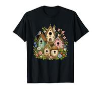 Songbird Cottage Birdhouse Jardín Flores Camiseta