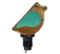 Songbird Specialties Tapón para Botella de Vino con Vertidor, Divertido Vertidor con Pico que Canta Mientras Vierte, Sellador Hermético para Botella de Vino, Madera de Acacia con Alas Turquesas