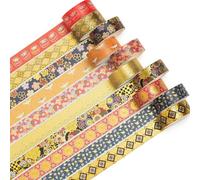 Songdao 10 Rollos Sakura Washi Tape Set cinta adhesiva decorativa Washi Adhesivo de Cinta Decorativa para DIY Crafts Scrapbooking (Golden Kimono)