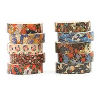 Songdao 10 Rollos Ukiyo-e Style Washi Tape Set cinta adhesiva decorativa Washi Glitter Adhesivo de Cinta Decorativa para DIY Crafts Scrapbooking (Edo Elegance)