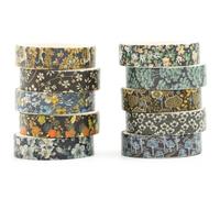 Songdao 10 Rollos Ukiyo-e Style Washi Tape Set cinta adhesiva decorativa Washi Glitter Adhesivo de Cinta Decorativa para DIY Crafts Scrapbooking (Blooming Heritage)
