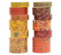 Songdao 12 rollos Chinoiserie Washi Tape Set, Cinta Adhesivo Decorativo Obra de Arte Inspirada Hoja de Oro Masking Tapes para Artes, Bullet Journal, Scrapbooking, Bricolaje (Ode to The River)