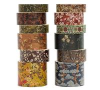 Songdao 12 rollos Chinoiserie Washi Tape Set, Cinta Adhesivo Decorativo Obra de Arte Inspirada Hoja de Oro Masking Tapes para Artes, Bullet Journal, Scrapbooking, Bricolaje (Serene Mountain Abode)
