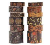 Songdao 12 rollos Chinoiserie Washi Tape Set, Cinta Adhesivo Decorativo Obra de Arte Inspirada Hoja de Oro Masking Tapes para Artes, Bullet Journal, Scrapbooking, Bricolaje (Whispers of Dragon)