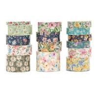 Songdao 15 rollos Flores Washi Tape Set, Artes de la flor Cinta Adhesivo Decorativo Floral Masking Tapes para Artes, Bullet Journal, Scrapbooking, Bricolaje (1 prado de primavera)
