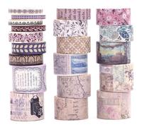 Songdao 20 rollos Washi Tape Set, Cinta Vintage Adhesivo Decorativo Obra de Arte Inspirada Masking Tapes para Artes, Bullet Journal, Scrapbooking, Bricolaje, Embalaje