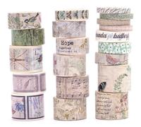 Songdao 20 rollos Washi Tape Set, Cinta Vintage Adhesivo Decorativo Obra de Arte Inspirada Masking Tapes para Artes, Bullet Journal, Scrapbooking, Bricolaje, Embalaje